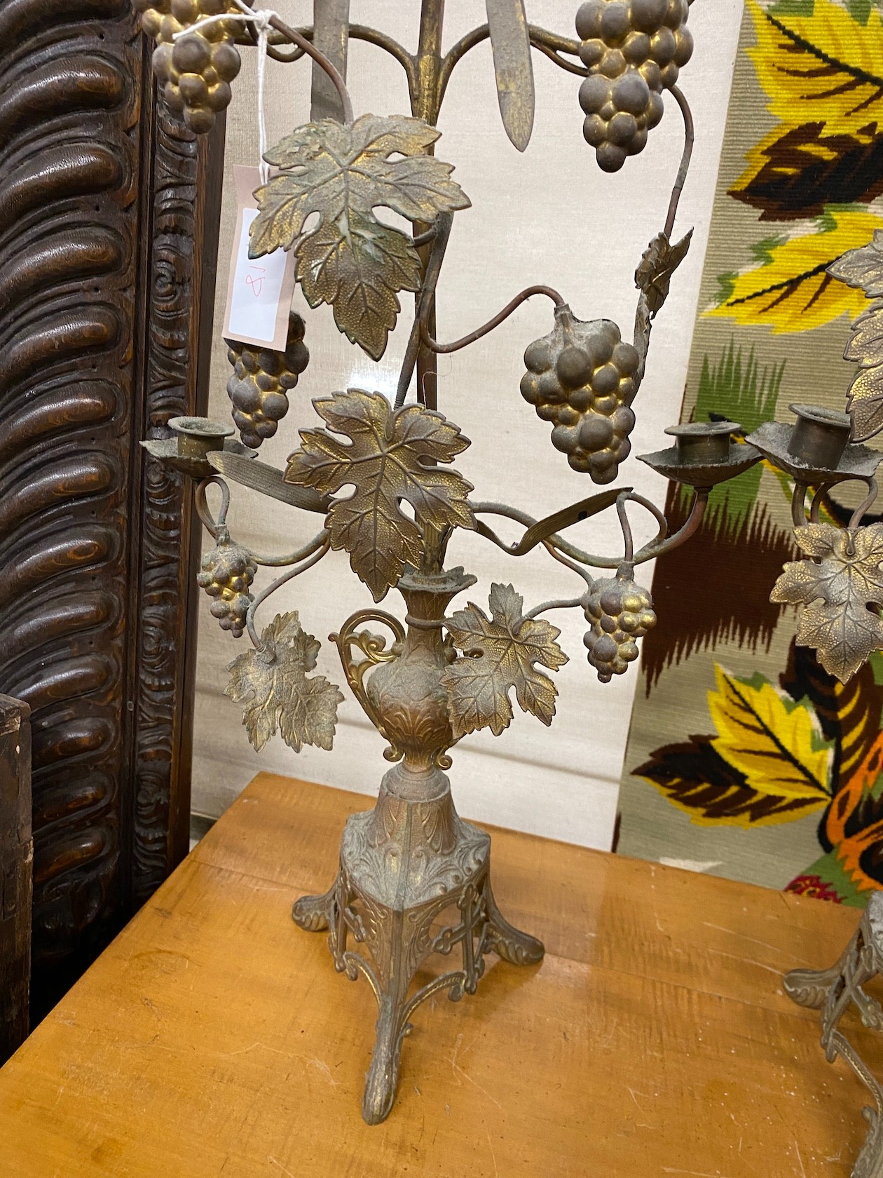 A pair of early 20th century French gilt metal candelabra, height 96cm